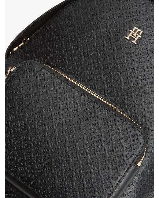 Tommy Hilfiger Black Th Monogram Debossed Dome Backpack