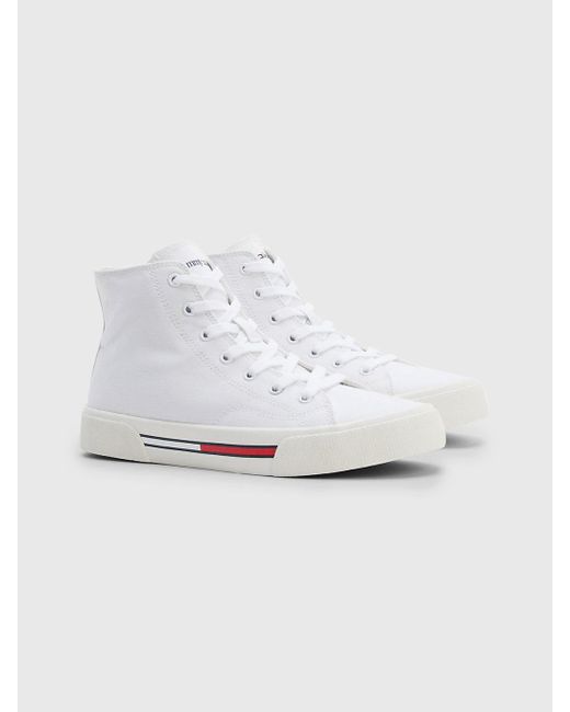 Tommy Hilfiger White High Top Signature Detailing Trainers