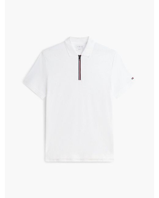 Tommy Hilfiger White Regular Fit Fluid Cotton Polo Shirt for men