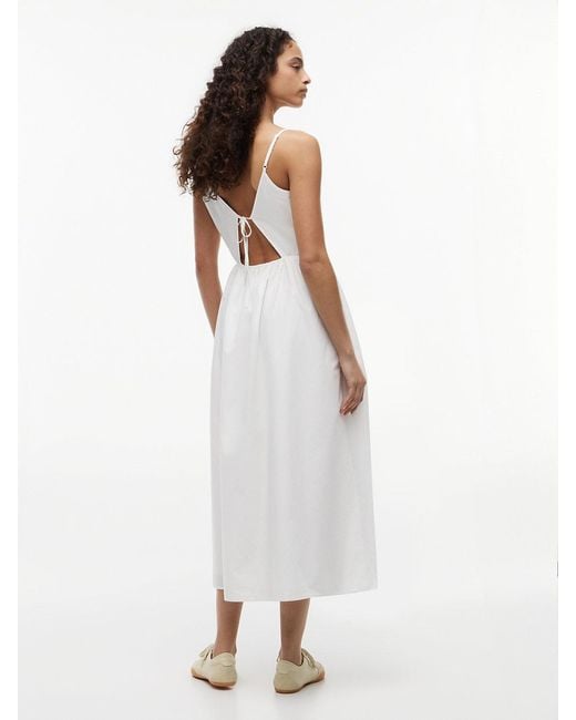 Tommy Hilfiger White Crinkle Poplin Strap Maxi Dress
