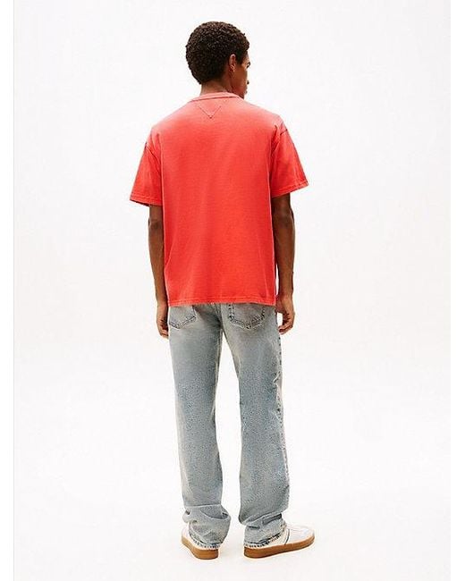 Tommy Hilfiger Relaxed Fit T-Shirt Met Geweven Badge in het Red voor heren