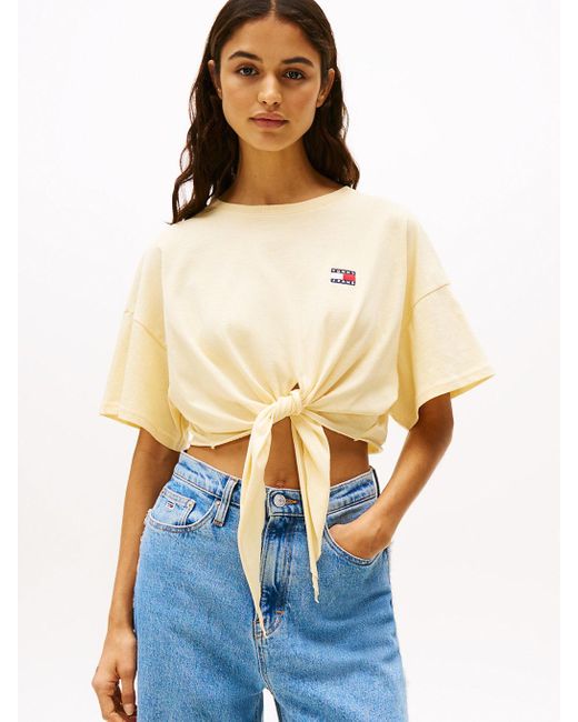 Tommy Hilfiger Blue Tommy Badge Cropped Knot T-shirt