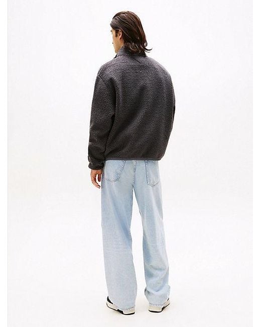 Tommy Hilfiger Relaxed Teddy Sweatshirt Met Rits En Badge in het Blue voor heren