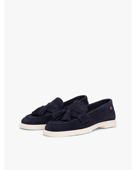 Tommy Hilfiger Blue Lightweight Suede Tassel Loafers
