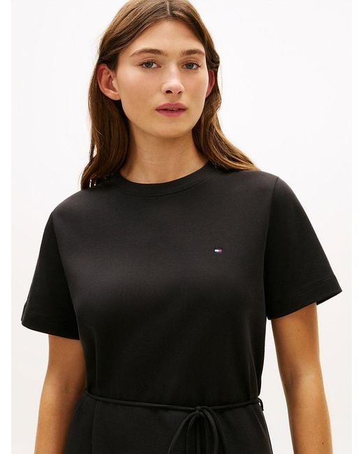 Tommy Hilfiger Black Interlock Knit Mini T-Shirt Dress