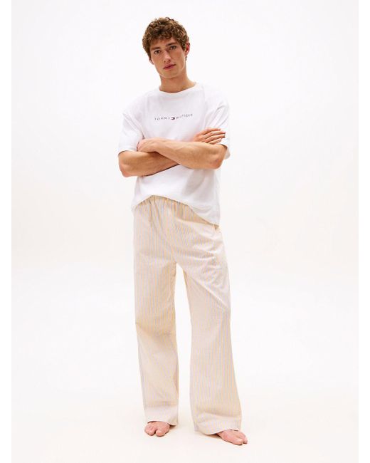 Bas De Pyjama Original À Motif En Popeline Tommy Hilfiger pour homme en coloris White