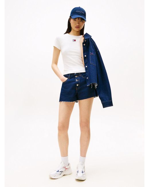 T-Shirt Ajusté Tommy Badge Côtelé Tommy Hilfiger en coloris White