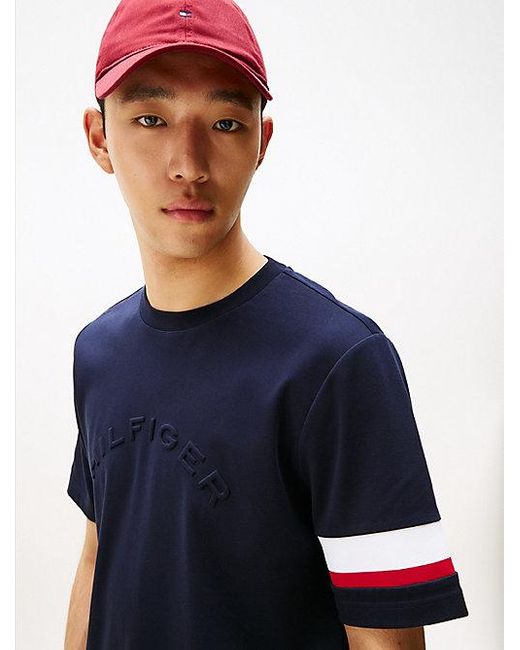 Tommy Hilfiger Colour-Blocked T-Shirt Van Gebreide Interlock in het Blue voor heren