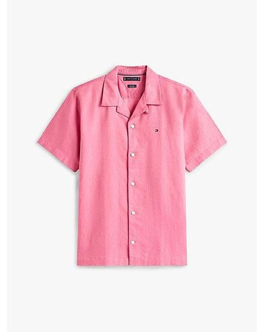 Tommy Hilfiger Regular Fit Overhemd Met Korte Mouwen in het Pink voor heren