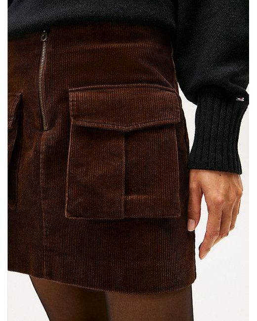 Tommy Hilfiger Corduroy Minirok Met Cargozakken in het Black