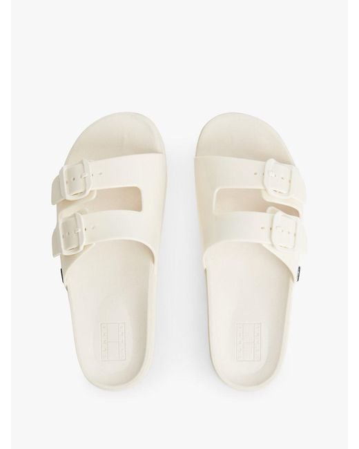 Tommy Hilfiger Natural Double Buckle Strap Jelly Slides