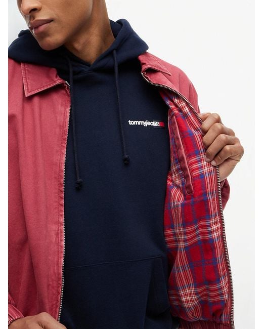 Tommy Hilfiger Red Washed Relaxed Harrington Jacket for men