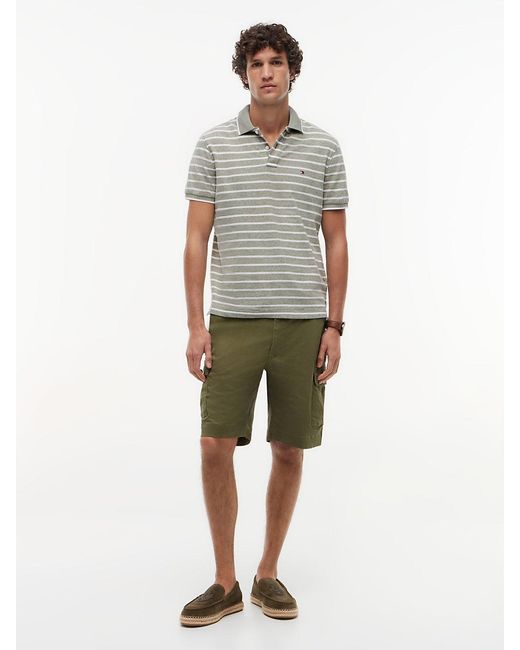 Tommy Hilfiger Gray Regular Fit Pique Polo Shirt With Linen for men