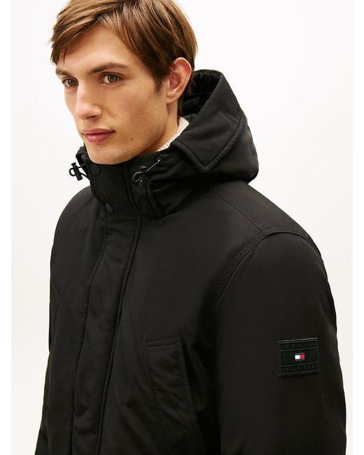 Tommy Hilfiger Black Logo Patch Down Hooded Rockie Parka for men