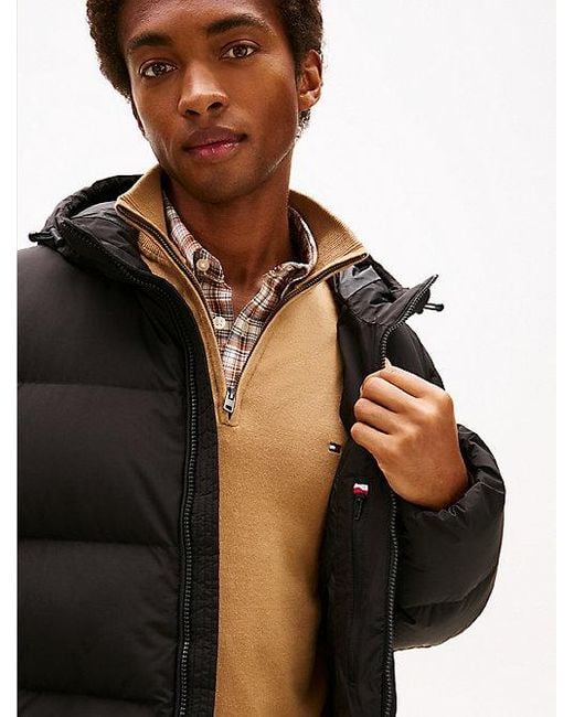 Tommy Hilfiger Waterafstotend Pufferjack Met Dons En Capuchon in het Black voor heren