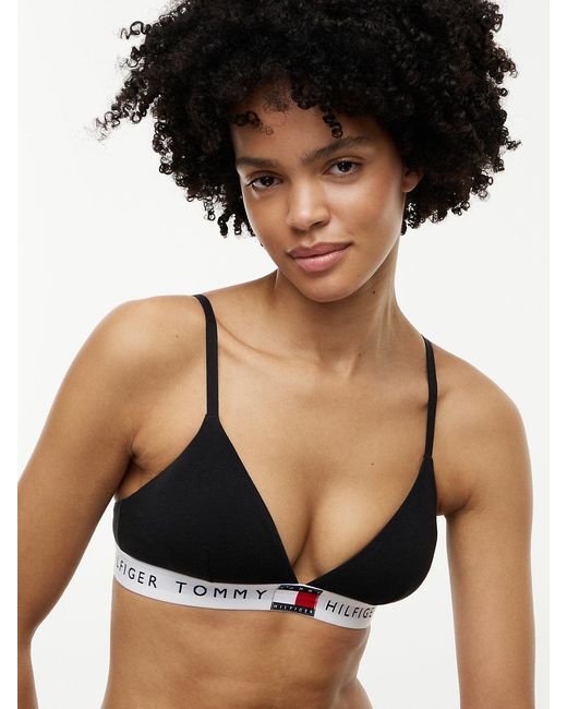 Tommy Hilfiger Black Heritage Logo Removable Padding Triangle Bra
