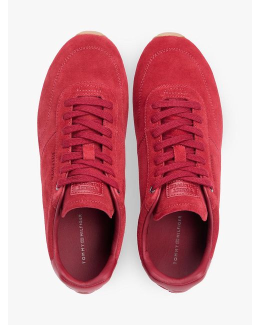 Tommy Hilfiger Red Suede Hilfiger Monotype Cleat Trainers for men