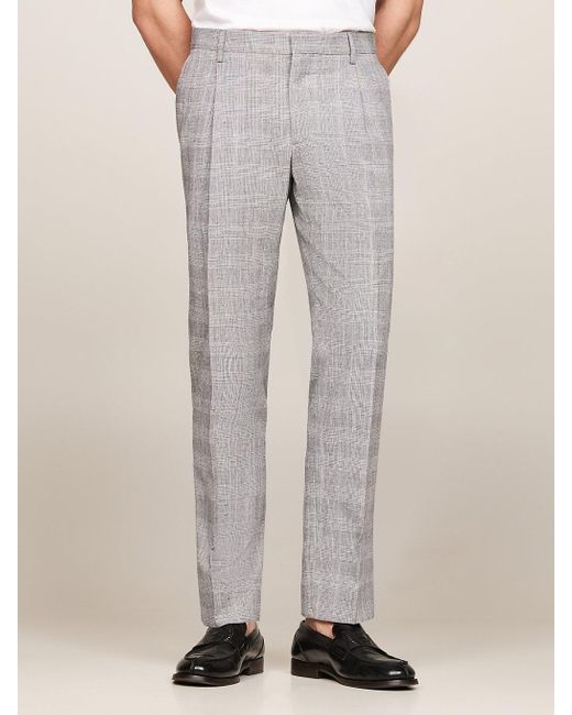 Tommy Hilfiger Natural Prince Of Wales Check Slim Trousers for men