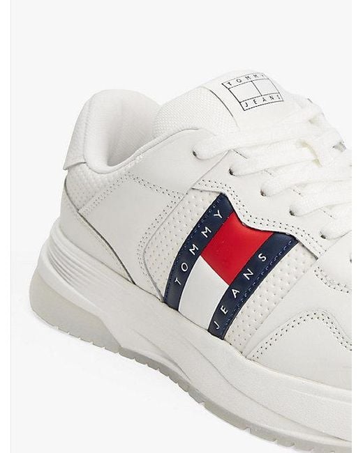 Tommy Hilfiger Sneaker Met Fijn Profiel En Gemengde Texturen in het White voor heren