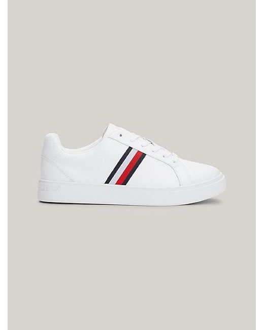 Tommy Hilfiger White Essential Court-Sneaker aus Leder mit Tape