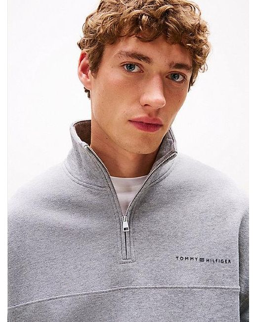 Tommy Hilfiger Original Lounge-Sweatshirt Met Halve Rits in het Gray voor heren