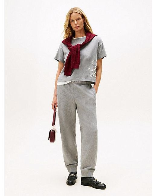 Camiseta De Corte Amplio Con Logo Tommy Hilfiger de color Gray
