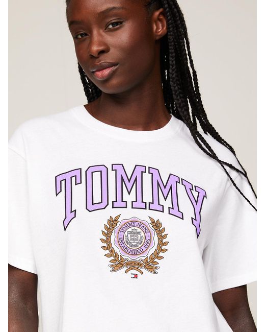 Tommy Hilfiger White Varsity Logo Relaxed Fit T-shirt