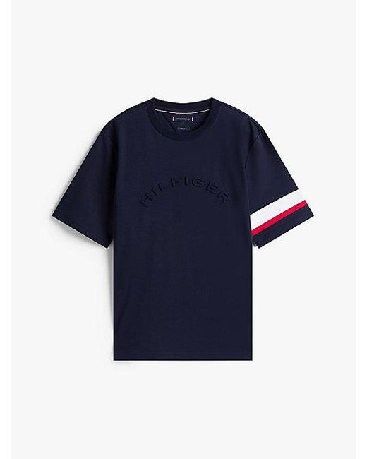 Tommy Hilfiger Colour-Blocked T-Shirt Van Gebreide Interlock in het Blue voor heren