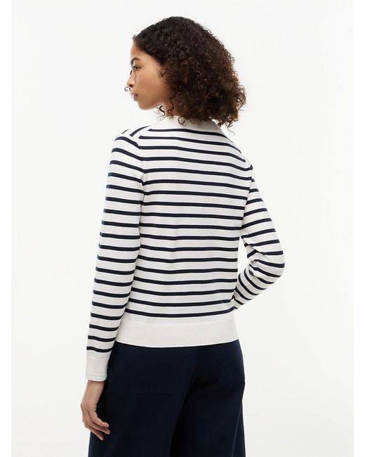 Tommy Hilfiger White Fine Knit Jersey Crew Neck Cardigan