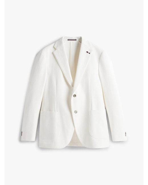 Tommy Hilfiger Natural Regular Fit Twill Single Breasted Blazer for men