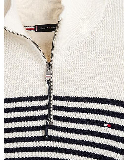 Tommy Hilfiger Adaptive Trui Met Korte Rits En Geborduurde Vlag in het White voor heren