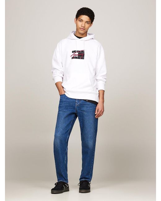 Tommy Hilfiger White Relaxed Graffiti Signature Logo Hoody for men