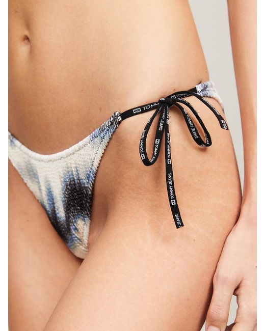 Tommy Hilfiger Tommy Jeans Signature Cheeky String Tie Side Bikini Bottom  In Black