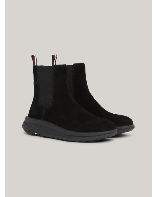 Tommy Hilfiger Black Suede Chunky Sole Hybrid Chelsea Boots for men