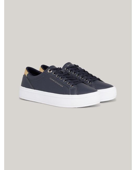 Tommy Hilfiger Blue Essential Metallic Heel Lace-up Trainers