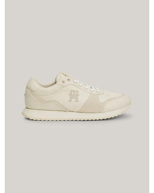 Tommy Hilfiger Natural Embroidery Linen Runner Trainers for men