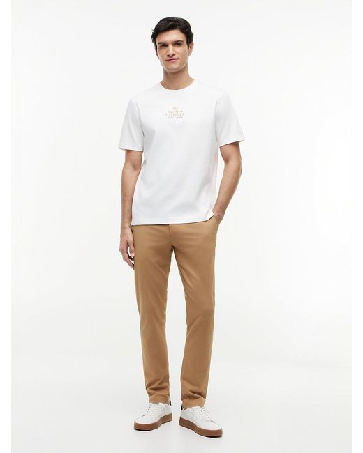 Tommy Hilfiger White Tonal Logo Embroidery Interlock Knit T-Shirt for men