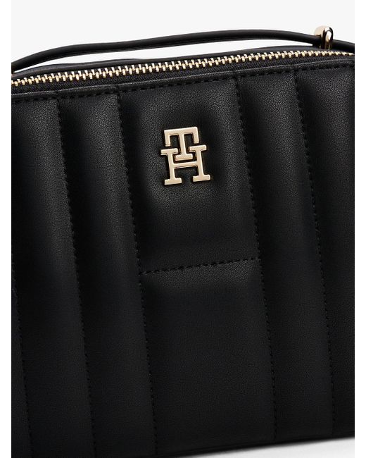Sac Bandoulière Matelassé À Monogramme Th Tommy Hilfiger en coloris Black