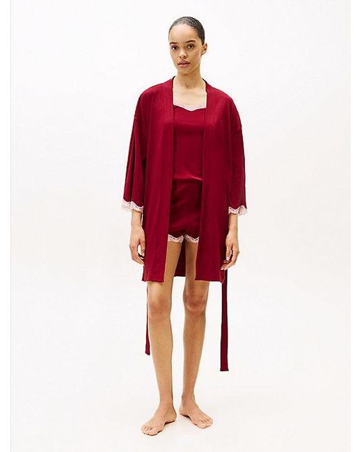 Bata Essential Acanalada Con Encaje Tommy Hilfiger de color Red