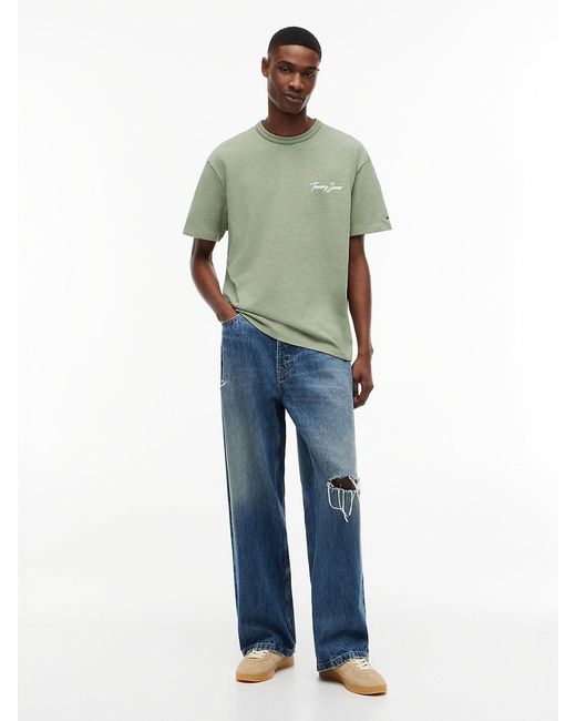 Tommy Hilfiger Green Back Graphic Textured Relaxed T-Shirt for men