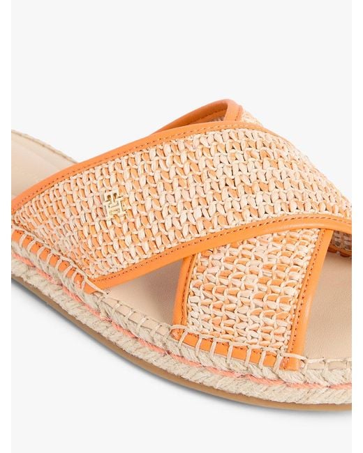 Tommy Hilfiger Natural Raffia Th Monogram Espadrille Mules