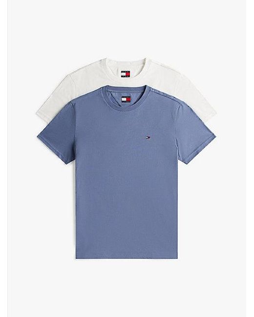 Tommy Hilfiger Rundhalsshirt TJM XSLIM JERSEY TEE EXT (Packung, 2er-Pack) Logostickerei, 2Pack in Blue für Herren