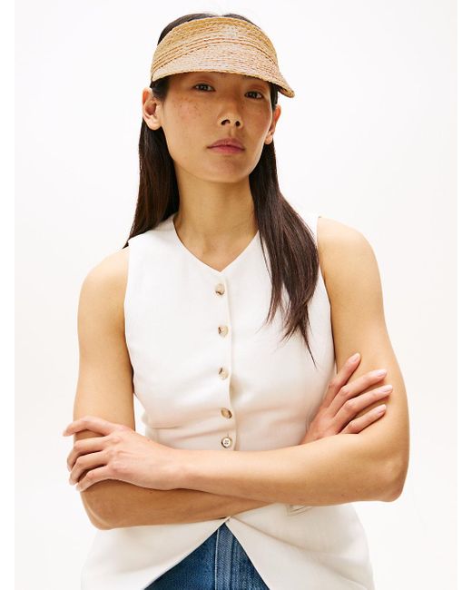 Tommy Hilfiger Raffia Straw Visor in Natural Lyst UK