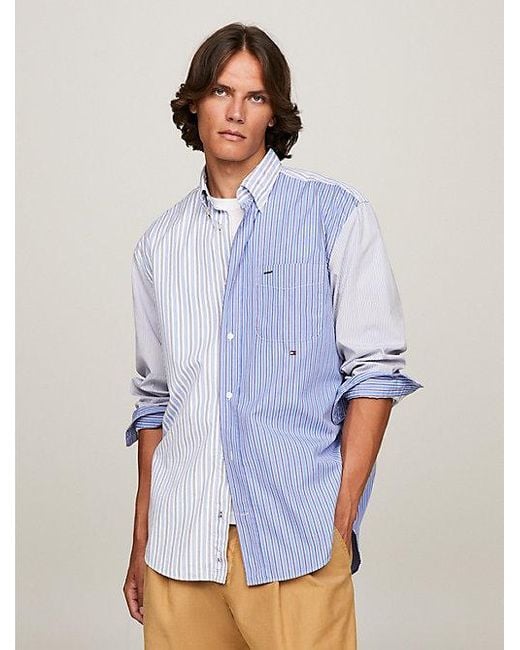 Tommy Hilfiger Classics Regular Overhemd Met Colour-blocking in het Blue voor heren