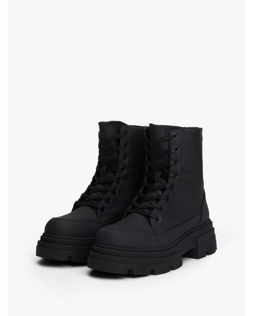 Bottes Mi-Mollet Déperlantes À Lacets Tommy Hilfiger en coloris Black