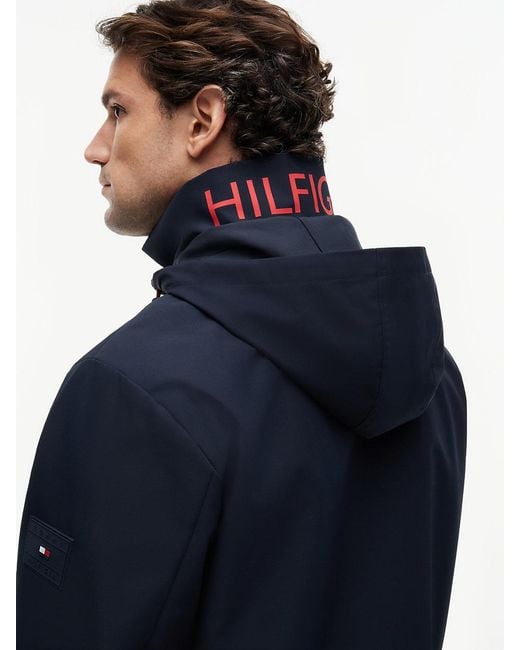 Tommy Hilfiger Blue Logo Collar Zip-Thru Jacket for men