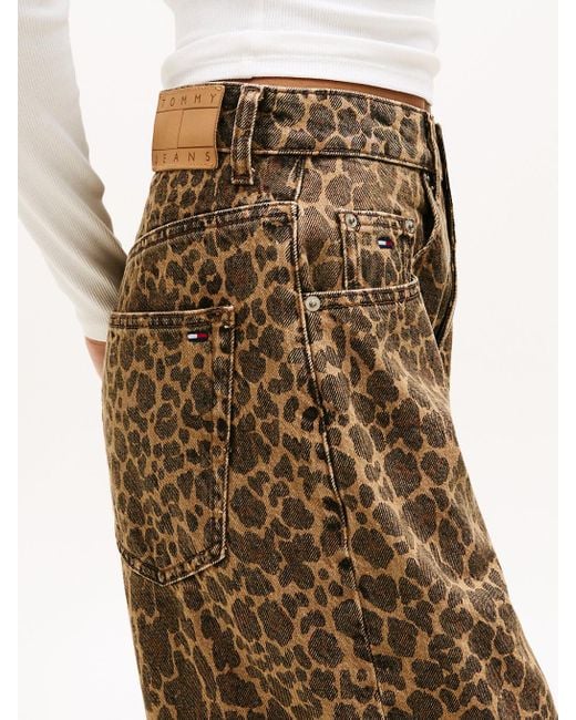 Jeans Larghi Con Stampa Leopardata di Tommy Hilfiger in Multicolor