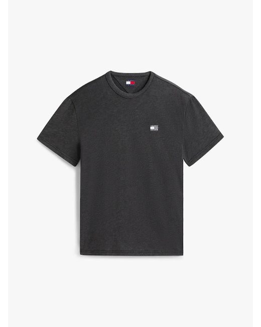 Tommy Hilfiger Gray S Short Sleeve Solid Cotton Graphic T-shirts With Tonal Flag Logo for men
