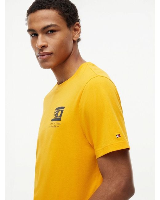 Tommy Hilfiger Orange Logo Graphic Jersey Crew Neck T-Shirt for men