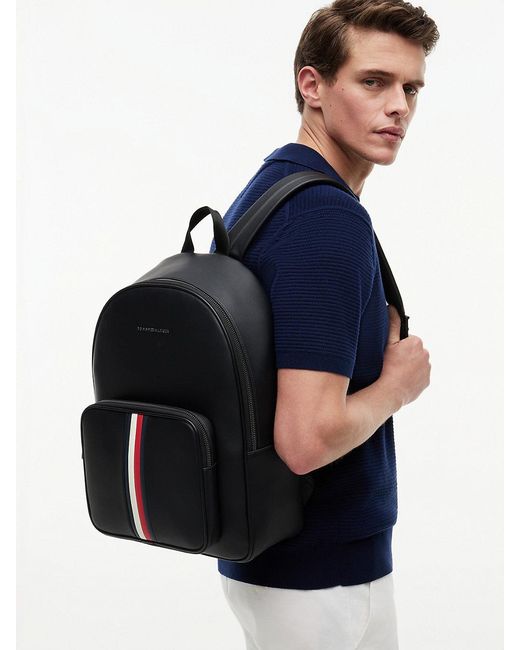 Sac À Dos Arrondi À Bande De Logo Emblématique Tommy Hilfiger pour homme en coloris Black